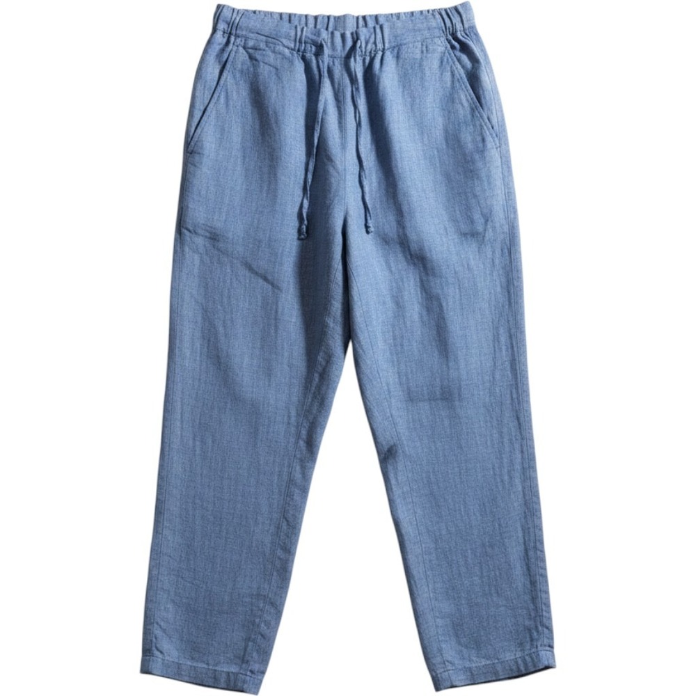 Coldwater Creek Linen Pants 24W Blue Tapered Drawstring Pocket Comfy Travel